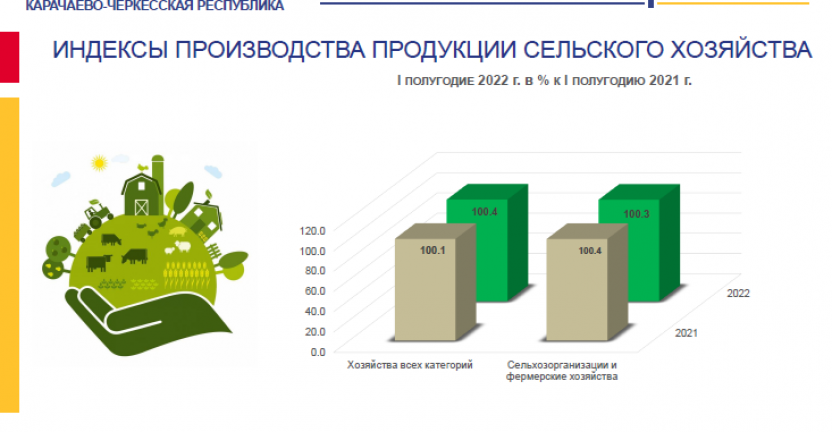 Индексы производства продукции сельского хозяйства в Карачаево-Черкесской Республике за январь-июнь 2022 года